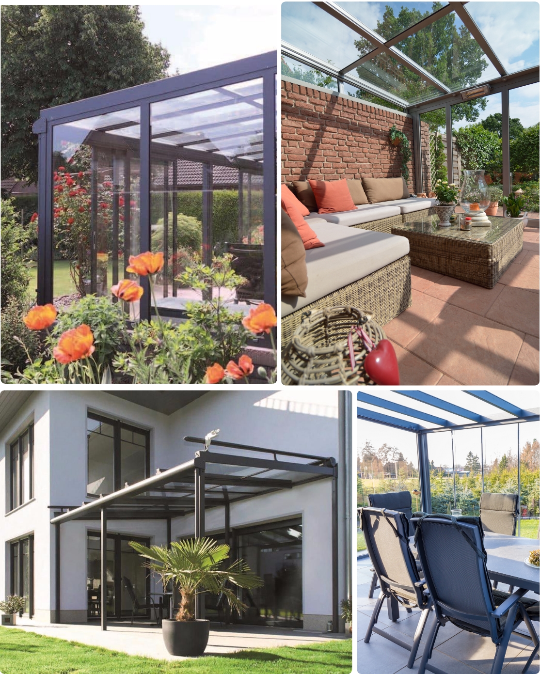 Ogrody zimowe z różnymi aranżacjami.