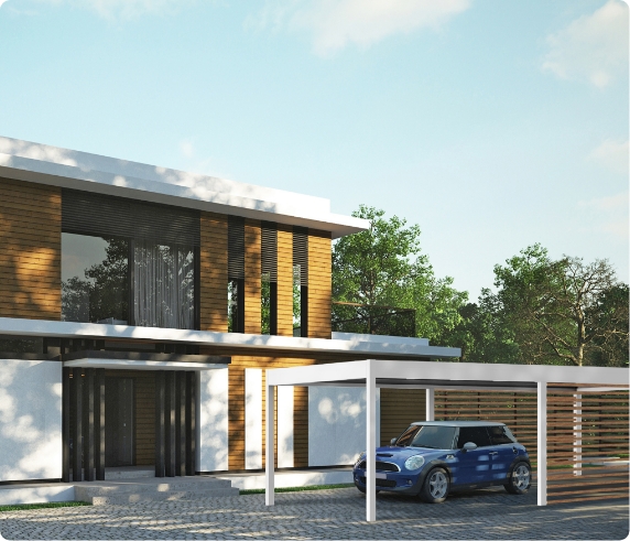 Zdjęcie pergoli w funkcji zadaszenia samochodu