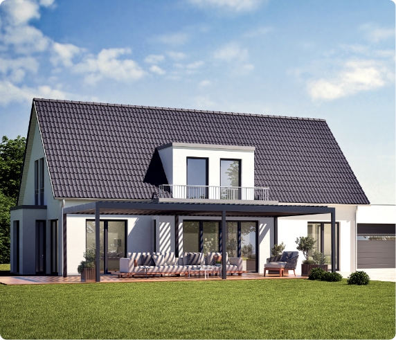 zdjęcie pergoli będącej rozszerzeniem domu