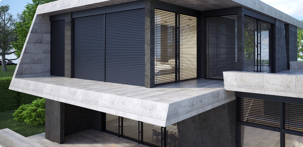 Zdjęcie przedstawiające żaluzje fasadowe